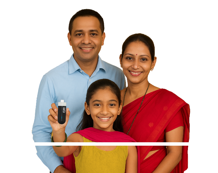 Happy family enjoying movies together with HDMI dongle