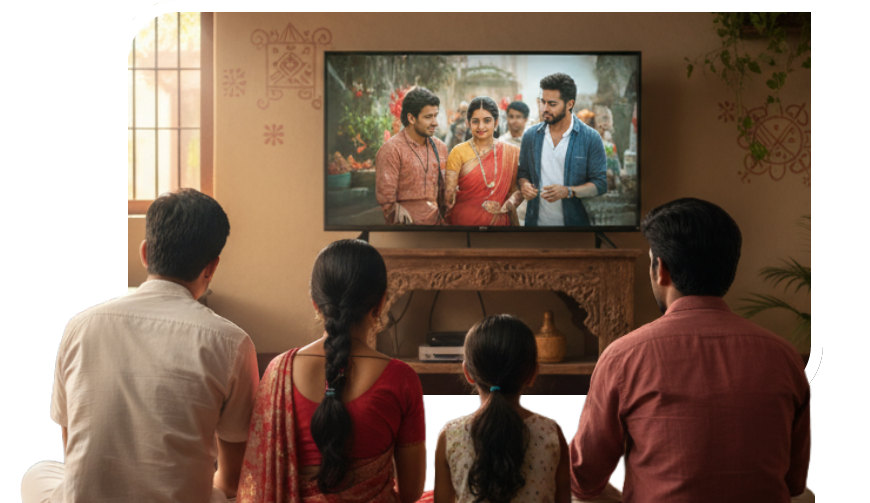 Village community watching together